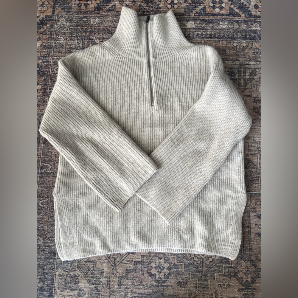 Cream knit quarter zip